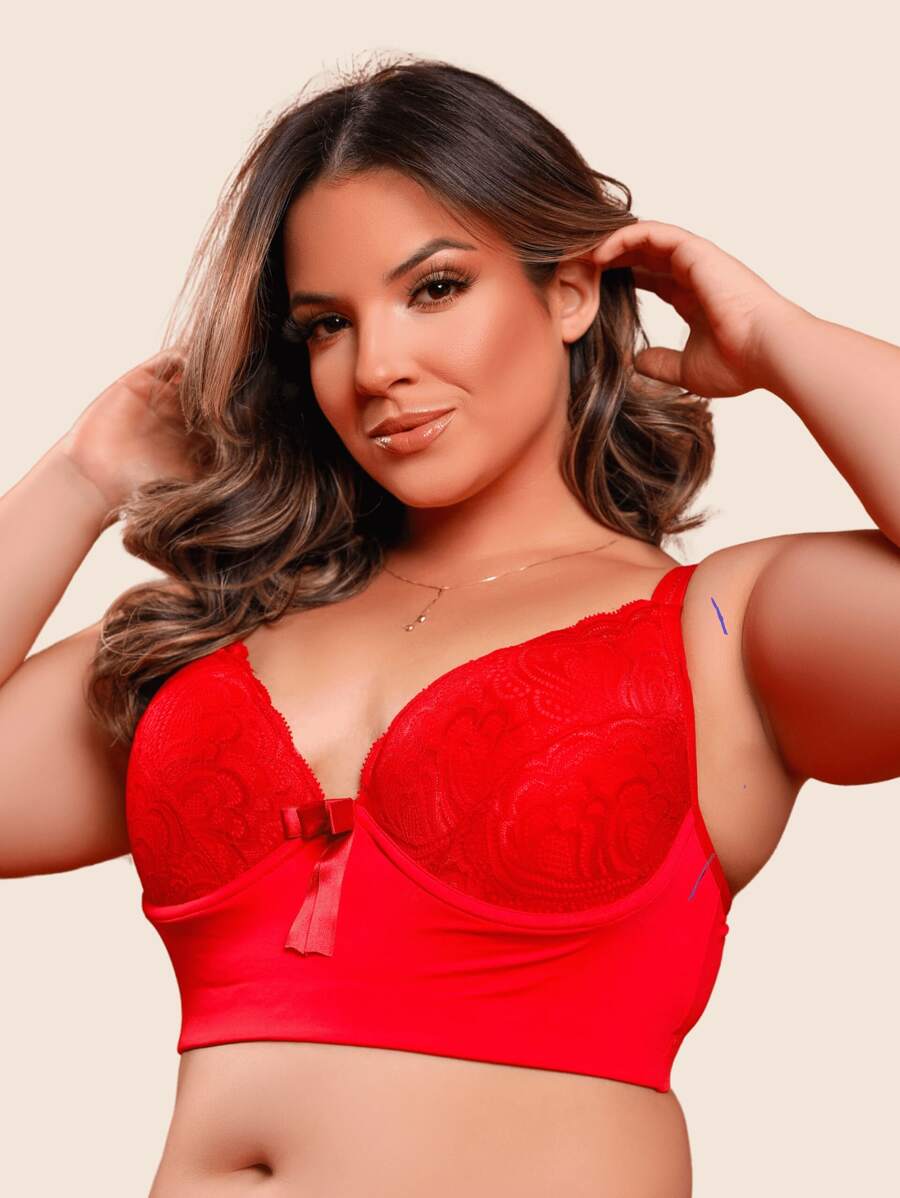 Plus Size Bras & Bralettes - Rojo - Ver 1