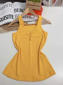 Women's Cotton Tank Top - Mustard Yellow - View 1
