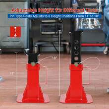 GOCAPTAIN Heavy Duty Pin Type Professional Car Jack Stand With Lock, 12 Ton Jack Stands For Supporting Trucks Trailers Car, Automotive Jack Support, Adjustable Height 11"-18", Red, 1 Pair - 紅色 - 查看 4