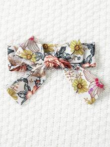 Spring And Summer Baby Girls Cute Holiday Style Little Cap Sleeve One-Piece Bodysuit & Flower Printed Bodysuit & Hairband Set - Apricot - View 8