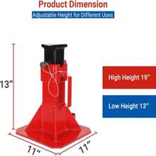 GOCAPTAIN Heavy Duty Pin Type Professional Car Jack Stand With Lock, 12 Ton Jack Stands For Supporting Trucks Trailers Car, Automotive Jack Support, Adjustable Height 11"-18", Red, 1 Pair - 紅色 - 查看 8