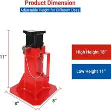 GOCAPTAIN Heavy Duty Pin Type Professional Car Jack Stand With Lock, 12 Ton Jack Stands For Supporting Trucks Trailers Car, Automotive Jack Support, Adjustable Height 11"-18", Red, 1 Pair - 紅色 - 查看 7