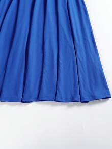 女士优雅纯色长袖高领连衣裙