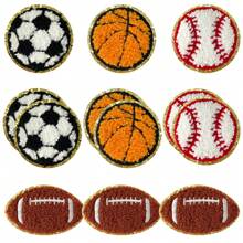3 Stück Sport Ball bestickte Bügelflicken Set, Fußball Baseball Basketball Rugby Reparatur Aufkleber Applikation, DIY Zubehör für Rucksäcke, Kleidung, Hosen, Mützen, Jeans - Verschiedenfarbig - Übersicht 1