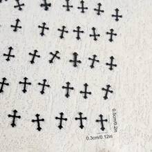 100 sztuk/worek Zestaw czarnych krzyżyków do paznokci - 3D metalowe naklejki do samodzielnego manicure, bezwonne akcesoria do zdobienia paznokci do pielęgnacji dłoni i stóp