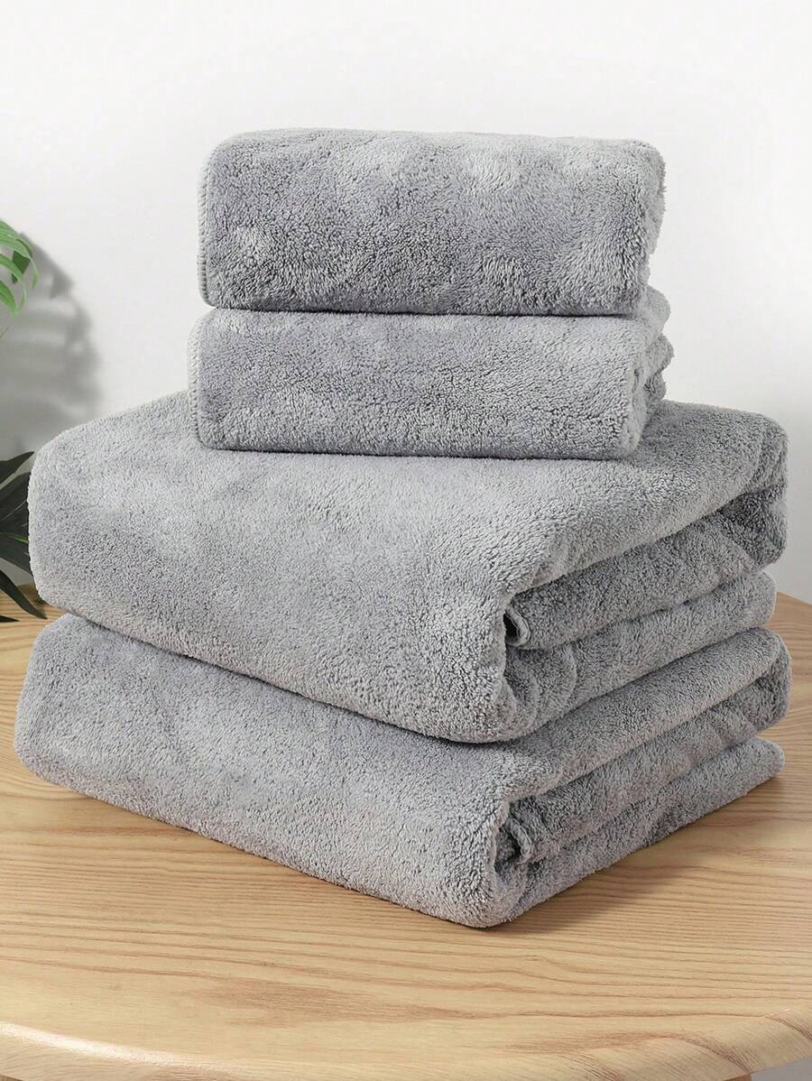 Bộ khăn tắm 4/2 chiếc bằng vải nỉ san hô màu trơn mềm mại thấm hút không rụng (nhẹ) tiện lợi sử dụng hàng ngày cho các cặp đôi khăn lau tóc khô nhanh khăn lau tay khăn tắm biển trang trí nhà cửa phụ kiện phòng tắm trang trí nhà mùa thu trở lại trường trang trí phòng tắm khăn mặt gia đình bộ khăn tắm phòng tắm bộ khăn tắm khăn tắm 34*75cm khăn tắm 1 chiếc hoặc 70*140cm khăn tắm 1 chiếc hoặc khăn tắm cực lớn 40*80cm 1 chiếc hoặc khăn tắm cực lớn 90*170cm 1 chiếc - Màu Xám nhạt - Xem 1