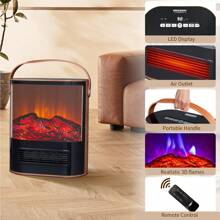 Electric Fireplace Heater For Indoor Use, 1500W Space Heater Fireplace W/ Remote