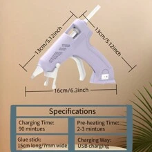 Pistola de pegamento en caliente inalámbrica con 20 barras de pegamento, pistola de pegamento recargable por USB, capacidad de batería de 1800mAh, kit portátil de pistola de pegamento en caliente de color morado/azul/rosa para manualidades, artes y artesanías, decoraciones