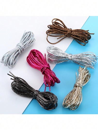 2 pièces/Paquet 1m Cordon rond multicolore holographique au laser, matériel artisanal DIY. Corde pour bracelets, colliers, accessoires de décoration suspendus