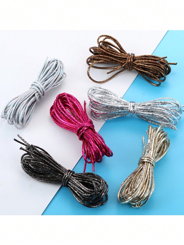 2 pièces/Paquet 1m Cordon rond multicolore holographique au laser, matériel artisanal DIY. Corde pour bracelets, colliers, accessoires de décoration suspendus