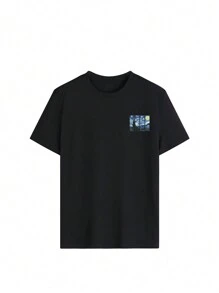 女士夏季个性字母印花图案圆领T恤时尚百搭女士半袖小衬衫，搭配梵高星空印花。图案T恤女士粉色上衣白色上衣黑色上衣