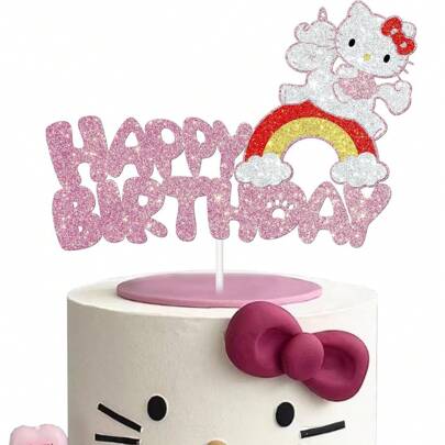 Sanrio Birthday Party Hello Kitty Cake Toppers, Kitty-Themed Cake Decoration Picks For Baking & Dessert Table, Holiday Cake Inserts
