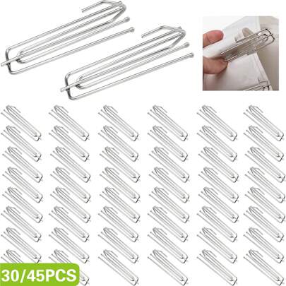 30/45 件不锈钢窗帘夹挂钩，4 爪窗帘夹挂钩适用于窗户、门、浴室窗帘