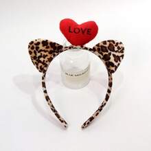 1件新款豹纹猫耳爱心发箍，性感头饰，适合情人节、洗脸、派对等场合。 - 彩色 - 查看 5
