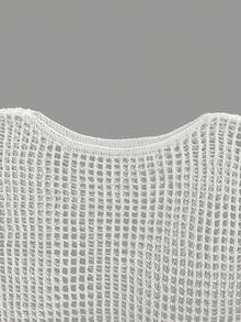 波西米亚风圣诞休闲复古假日派对装扮，可爱机场街拍乡村音乐节服装，2025秋季性感女巫装扮，Y2K乡村音乐节连衣裙，哥特蒸汽朋克纯色镂空流苏半透明百搭针织连衣裙 - 白色 - 查看 2