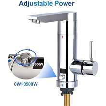 Electric Hot Water Taps 180°Swl Cold And Hot Water Taps With Lcd Temperature Display Adjustable Power Electric Instant Heater Sink Taps For Batoom Wasoom - ChromePlated1 - View 4