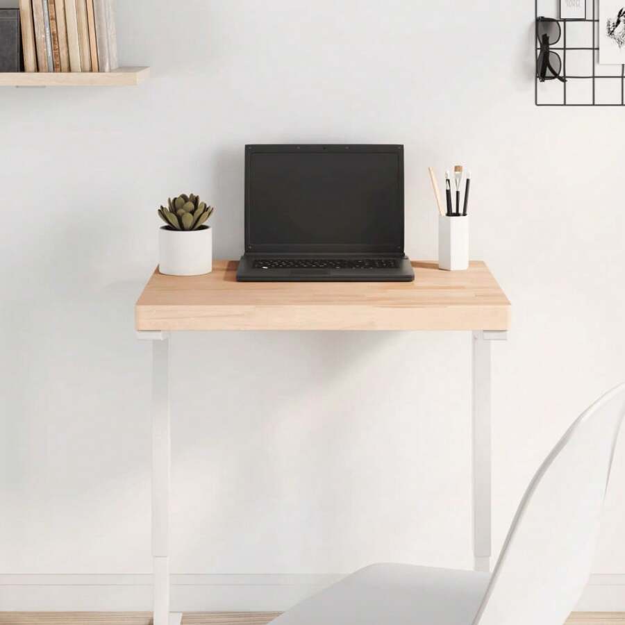 Beech Wood Rectangular Table 60x40x4 Cm Solid Natural Finish Versatile Use Dining Coffee Desk Indoor Furniture - 棕色 - 查看 1