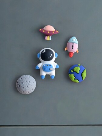5Pcs Astronaut Refrigerator Magnets, Creative Space-Themed 3D Cartoon Cute Magnetic Stickers For Fridge, Whiteboard Message Board