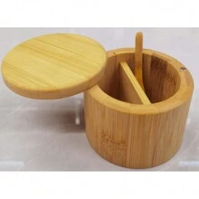 1pc Bamboo Salt Cellar, Seasoning Box/Jar With Magnetic Swivel Lid, 6oz Capacity, Suitable For Home Kitchen, Bathroom Salt, Candle, Gift, Food Storage And Organization, Kitchen Gadgets (Empty Jar), Kitchen, Cookware, Food, Cooking, Spices, Pepper, Garlic, Salt, Organizer, Party, Room Decor - Multicolor - View 8