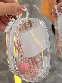 Portable Transparent Zipper Storage Bag Multifunctional Headphone Case Travel Storage Bag For Outdoor Office Back To School Essential Accessories - Multicolor - View 13