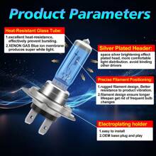 2 件 H7 H11 H1 H9 100W 12V 汽车卤素灯 5202 9005 9006 HB4 HB3 H27 9012 HIR2 880 9145 9007 9008 H13 车头灯泡，亮度增加 900%，高达 6000K 超白