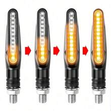 Señales de giro LED para motocicleta, indicadores direccionales, luz de freno y luz de parada intermitente, luz de circulación diurna (DRL) para motocicleta - Negro - Ver 8