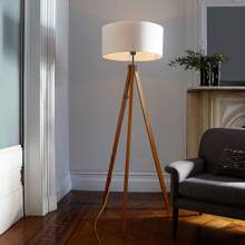 1PC Modern Tripod Floor Lamp With Linen Shade And 9W Dimmble Bulb US Plug Chain Switch Standing Lamp For Living Room - 查看 1
