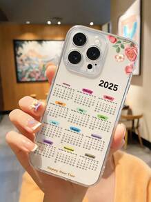 1个2025新年快乐日历透明防摔手机壳，兼容苹果17 Pro Max/17 Pro/17 Plus/17、16 Pro Max/16 Pro/16 Plus/16，兼容三星Galaxy A55/A54/A53、S24/S24 Plus/S24 Ultra/S24 FE，兼容Pixel 9/9 Pro/9 Pro X/10/10 Pro/10 Pro XL，兼容Moto G85，兼容Infinix Hot 50 Pro+，国际版，非国内版 - 無色 - 查看 3