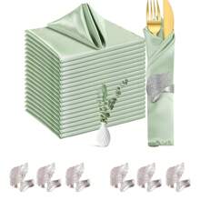 Set da 6 anelli portaposate verdi a forma di coda di topo e 6 anelli portaposate argentati a forma di foglia, riutilizzabili, adatti per matrimoni, ristoranti, banchetti, raduni familiari, decorazione da tavolo per feste, come regalo - Multicolore - Visualizzare 13