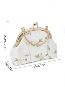 Vintage-Style Embroidered Floral Women Handbag, Chinese Traditional Qipao/Cheongsam Clutch, Retro Flower Purse For Formal Party, Wedding, Evening Gown, High-End Fashion Lady Envelope Clutch Crossbody Bag