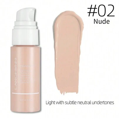 女士防水啞光粉底1入組長效控油遮瑕粉底霜