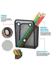 磁性可拆卸笔筒白板笔收纳盒，大容量金属笔盒