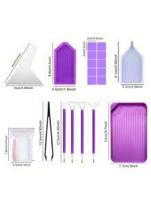 29入組專業ABSDIY鑽石繪畫工具手動鑽石繪畫藝術鑽筆套裝 - 彩色 - 查看 2