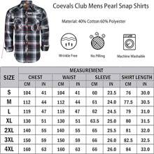 Men's Western Cowboy Pearl Snap Plaid Button Up Casual Long Sleeve Two Pockets Work Shirts - 6 đen đỏ - Xem 7