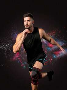 Joelheiras Esportivas e de Fitness Masculinas, Joelheira de Compressão Tricotada para Caminhada, Basquete, Ciclismo, Academia, Confortável