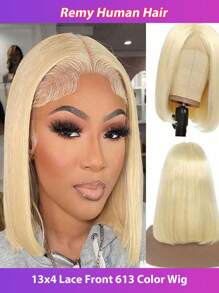 613 Blonde Short Bob Wig Human Hair 13x4 Transparent Lace Front Wigs 150% Density Brazilian Virgin 613 Lace Front Human Hair Straight Bob Wig Pre Plucked With Baby Hair - S613 - View 3