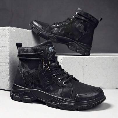 Men's Boots, High-Top, British Style Work Boots, American Retro Desert Motorcycle Outdoor Increased Height Military Boots, Autumn/Winter