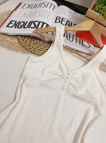 Women's Cotton Tank Top - Beige - View 2