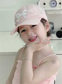 儿童棒球帽，适合扎马尾辫的女孩，适合男孩和女孩的速干帽，用于运动和防晒，夏季帽子 - 粉色 - 查看 3