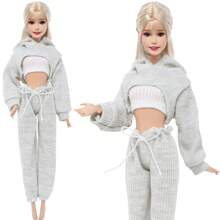 3pcs Grey Casual Sports Outfit Set, Suitable For 11.5 Inch Princess Doll Dress Up Game Toys, Birthday Gift (Doll Not Included)