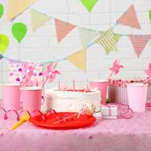 24/48pcs Pink Paper Cup, 9oz Disposable Coffee Cups Tea Cups, Hot And Cold Beverage Drinks Cup Birthday Wedding Party Supplies Holiday Picnics Parties Supplies, Suitable For Restaurants, Food Trucks, Kitchen, Offices Valentine's Day - Pink - View 9