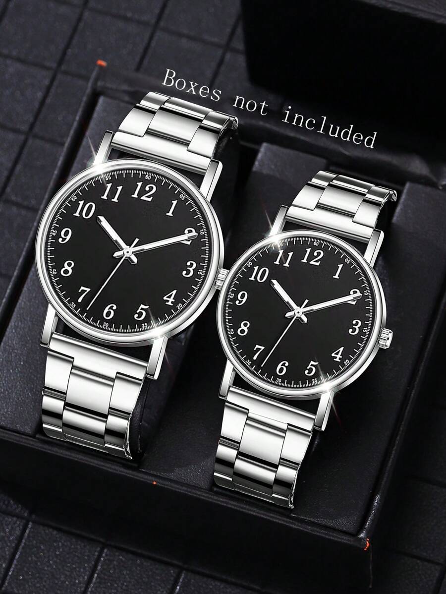 2pcs/Set New Couple Watch Set, Minimalist & Fashionable, Numeric Dial, Quartz Watches For Men & Women, Couple's Holiday Gift