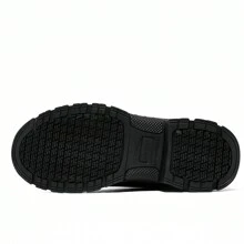 Skechers Botas de trabajo para hombres de la serie WORK, con cordones, versátiles, duraderas y cómodas, zapatos de cuero negro. - Negro - Ver 9