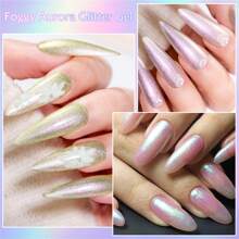 MEET ACROSS Aurora Glitter Gel Nail Polish , Shimmer Glitter Pink Foggy Pearlescent Effect Gel Polish, Soak Off UV LED Nail Art Varnish Manicure Nail Art DIY Salon Home Holiday Gift For Women