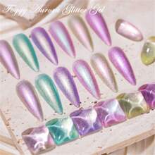 MEET ACROSS Aurora Glitter Gel Nail Polish , Shimmer Glitter Pink Foggy Pearlescent Effect Gel Polish, Soak Off UV LED Nail Art Varnish Manicure Nail Art DIY Salon Home Holiday Gift For Women