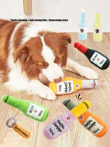 1/2 Đồ chơi cho chó và mèo, đồ chơi cho thú cưng hình chai rượu phát ra âm thanh bền bỉ có thể giúp làm sạch răng và hỗ trợ thú cưng phát triển Đồ chơi phát ra âm thanh hình chai rượu giúp giảm căng thẳng và đồ chơi cho chó hình dụng cụ mở nắp chai - Nhiều màu - Xem 10