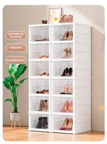 6 Niveles Armario de Almacenamiento de Zapatos,organizador de zapatos,Cajas de Almacenamiento de Zapatos,Contenedores Modulares para Almacenaje de Zapatos,Blanco almacenamiento de zapatos de plástico - Blanco - Ver 5