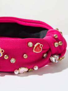 1 szt. Damska opaska na głowę z pereł i stopu na Walentynki, modna i słodka świąteczna ozdoba do włosów