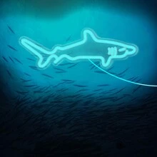 1 pezzo Insegna al neon LED in acrilico a forma di squalo blu con regolatore di luminosità, decorazione da parete al neon alimentata a USB per casa, camera da letto, acquario, zoo, bar, club, festa