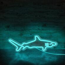 1 pezzo Insegna al neon LED in acrilico a forma di squalo blu con regolatore di luminosità, decorazione da parete al neon alimentata a USB per casa, camera da letto, acquario, zoo, bar, club, festa